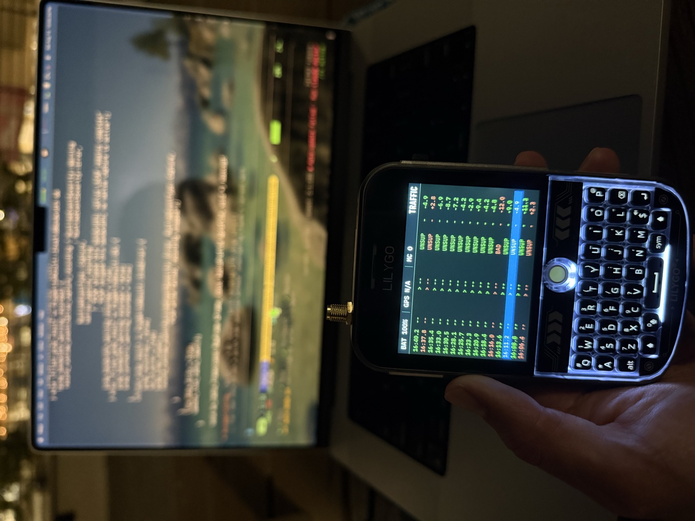 LilyShark on a T-Deck — simulated traffic display